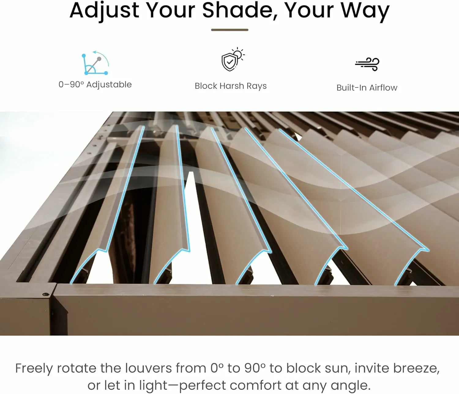 Domi Outdoor Living louvered pergola brown#size_10' x 10'