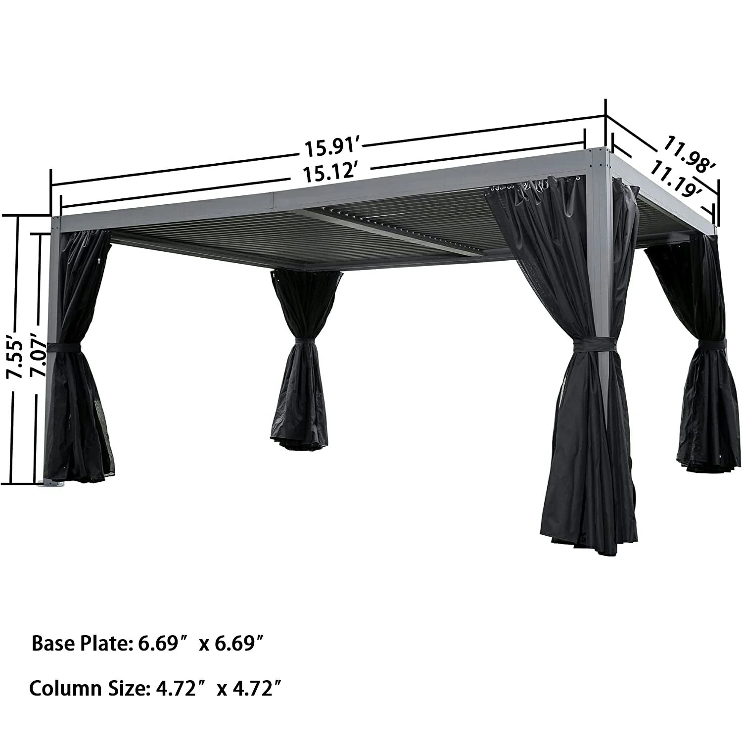 12'x 16' Gray Aluminum Louvered Pergola