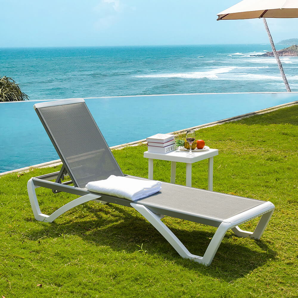 Domi Armless Outdoor Chaise Lounge#color_gray