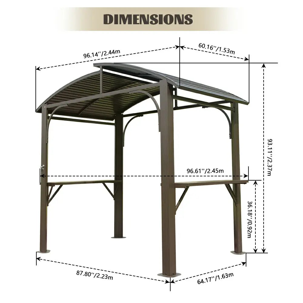 Domi Outdoor Living Grill Gazebo Arc Roof#color_Brown
