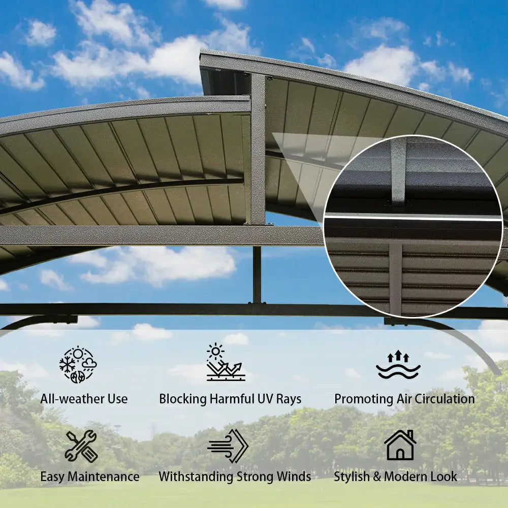 Domi Outdoor Living Grill Gazebo Arc Roof#color_Brown