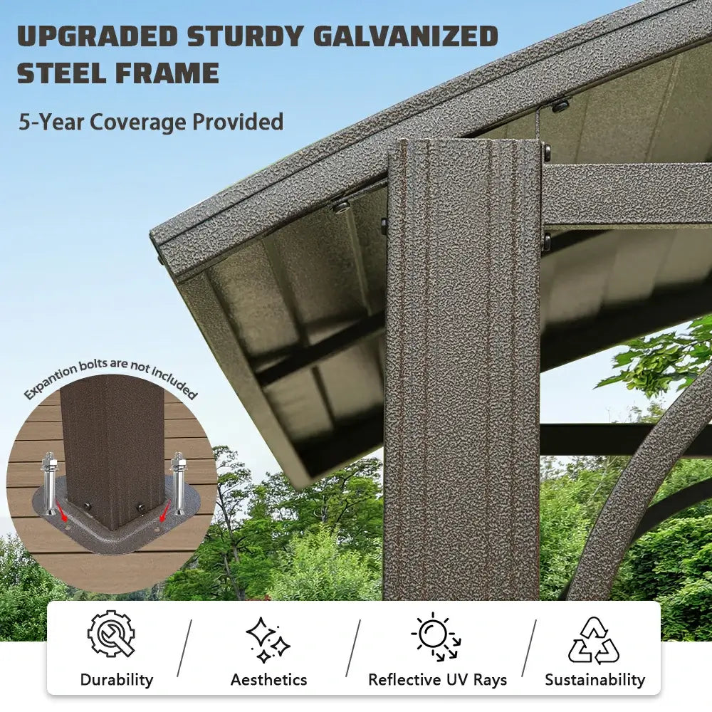 Domi Outdoor Living Grill Gazebo Arc Roof#color_Brown