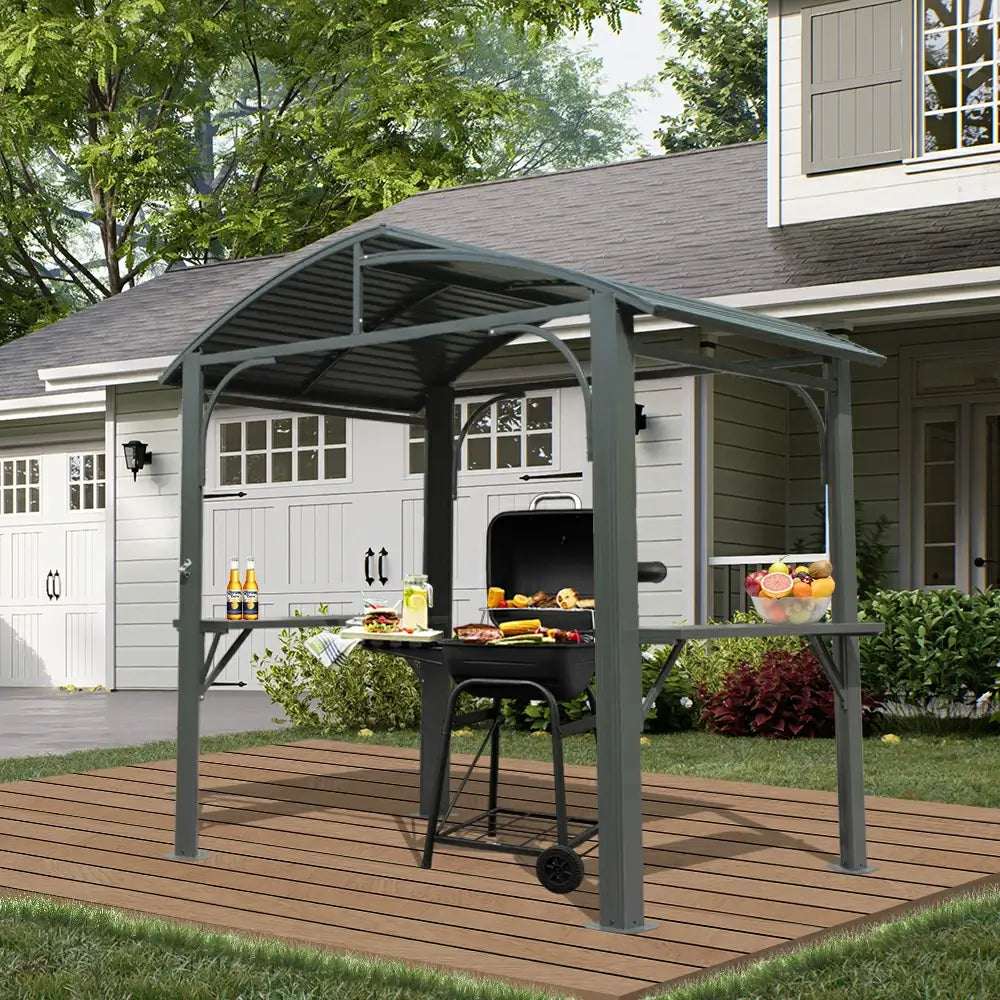 Domi Outdoor Living Grill Gazebo Arc Roof#color_Gray