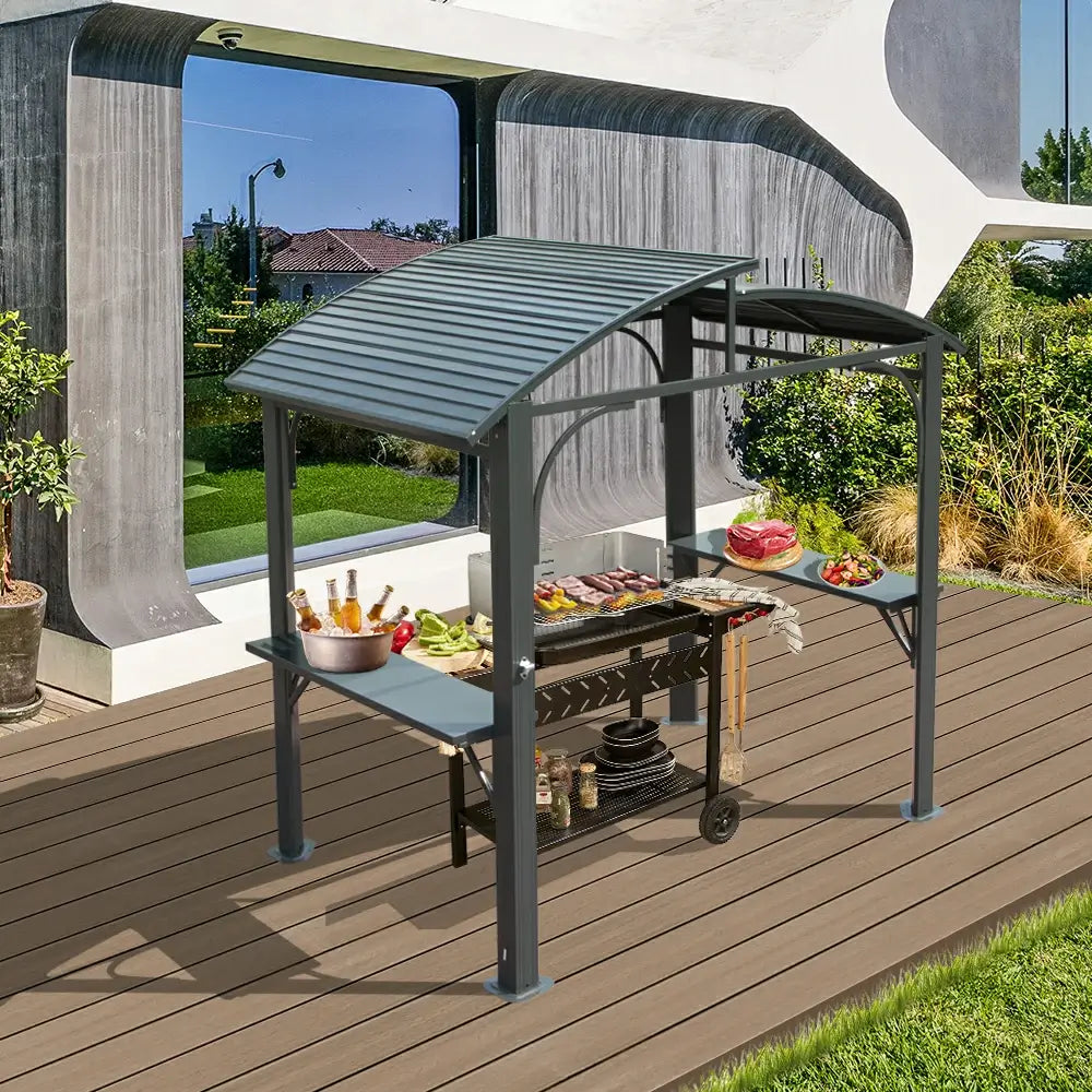Domi Outdoor Living Grill Gazebo Arc Roof#color_Gray