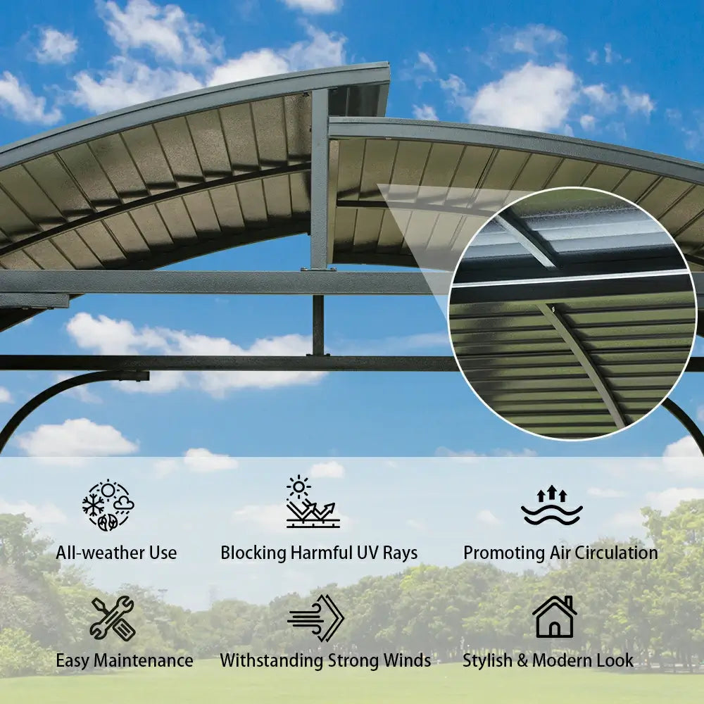 Domi Outdoor Living Grill Gazebo Arc Roof#color_Gray