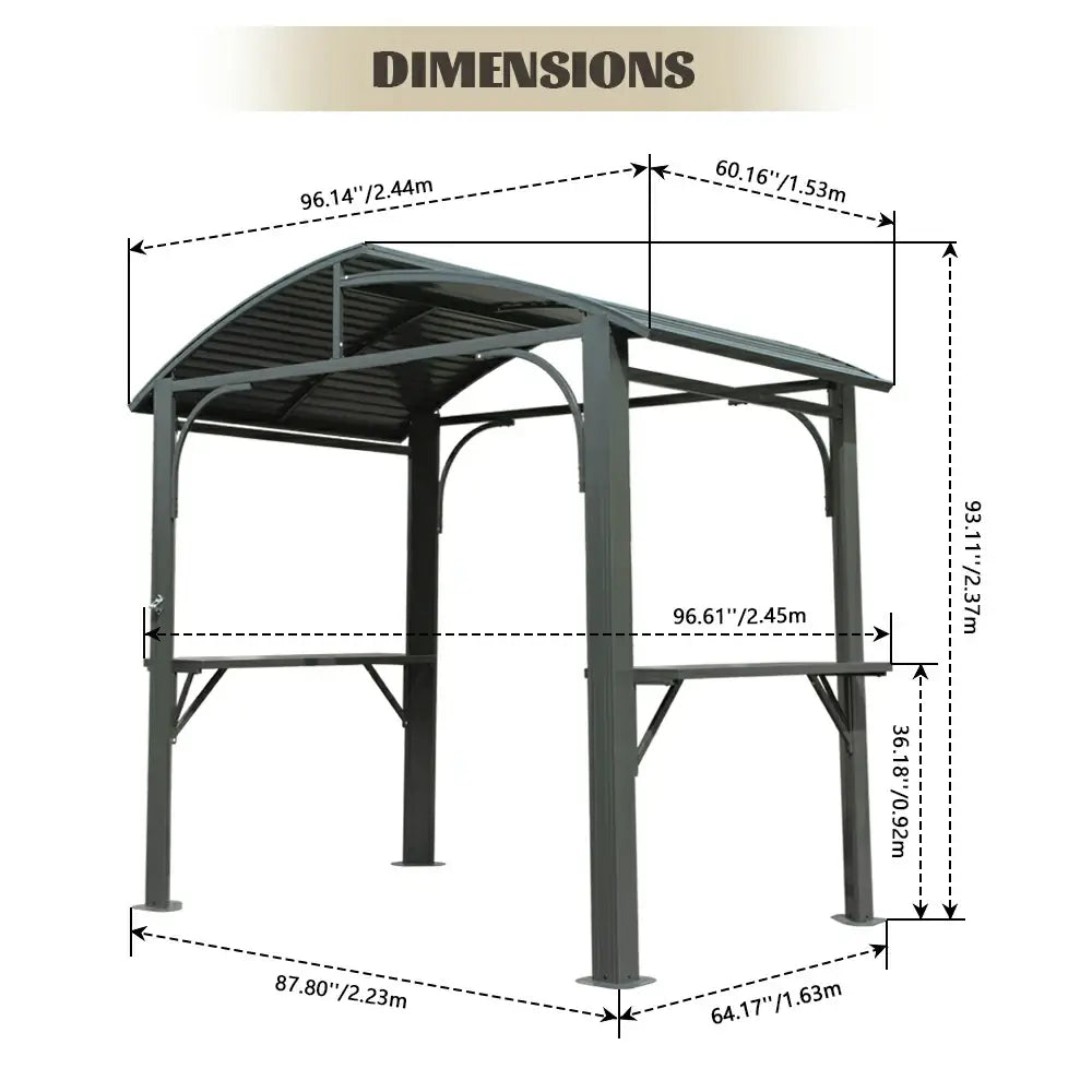Domi Outdoor Living Grill Gazebo Arc Roof#color_Gray