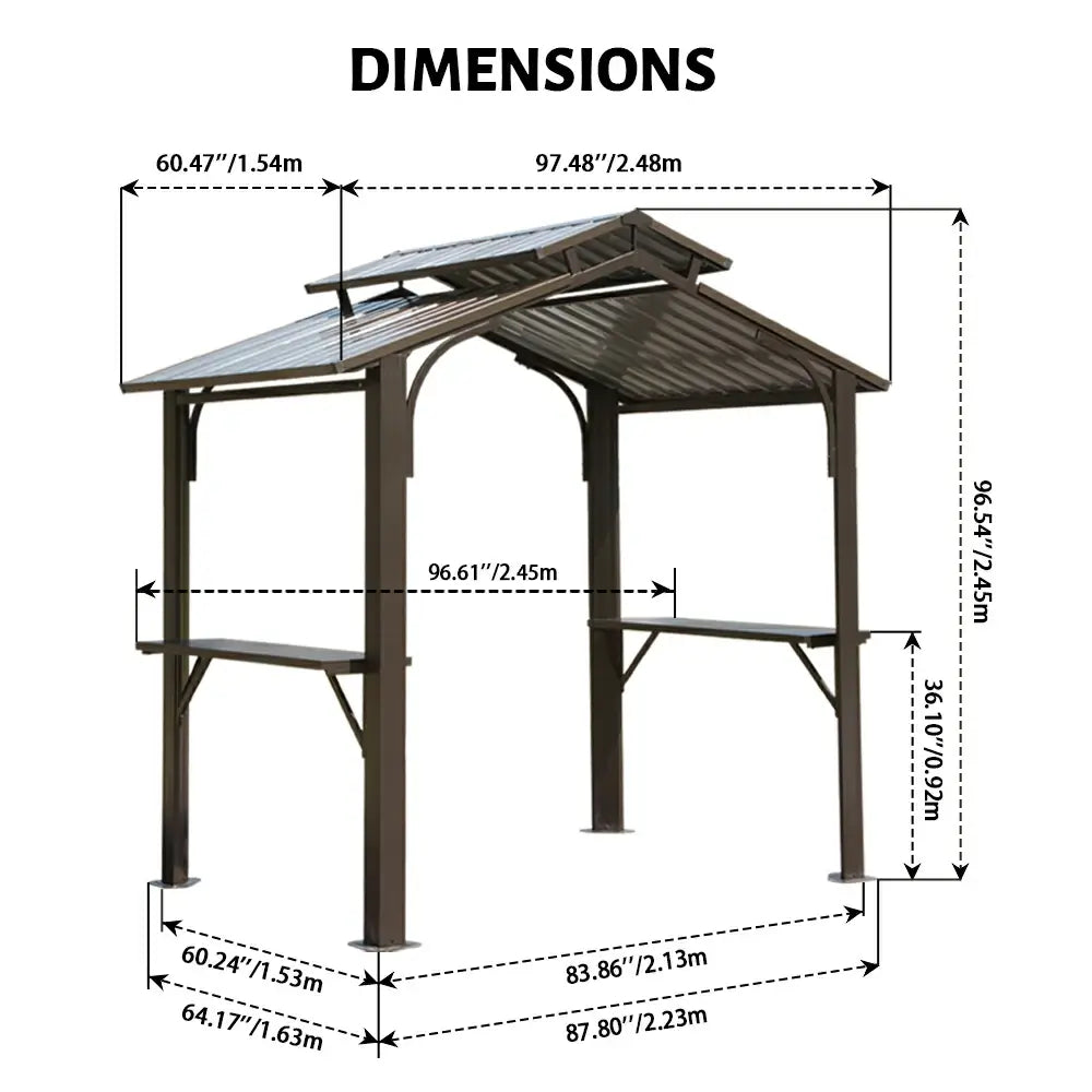 Domi Outdoor Living Outdoor Grill Gazebo Gable Roof#color_Brown