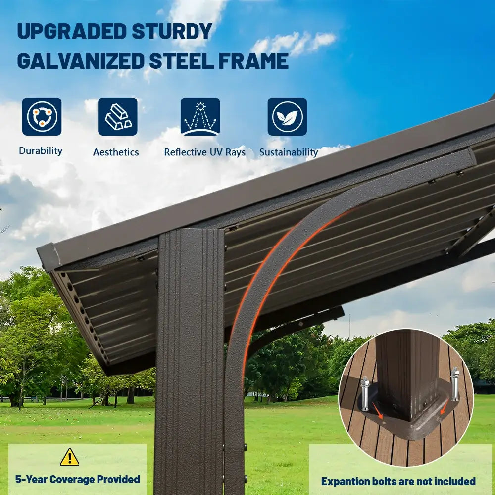 Domi Outdoor Living Outdoor Grill Gazebo Gable Roof#color_Brown