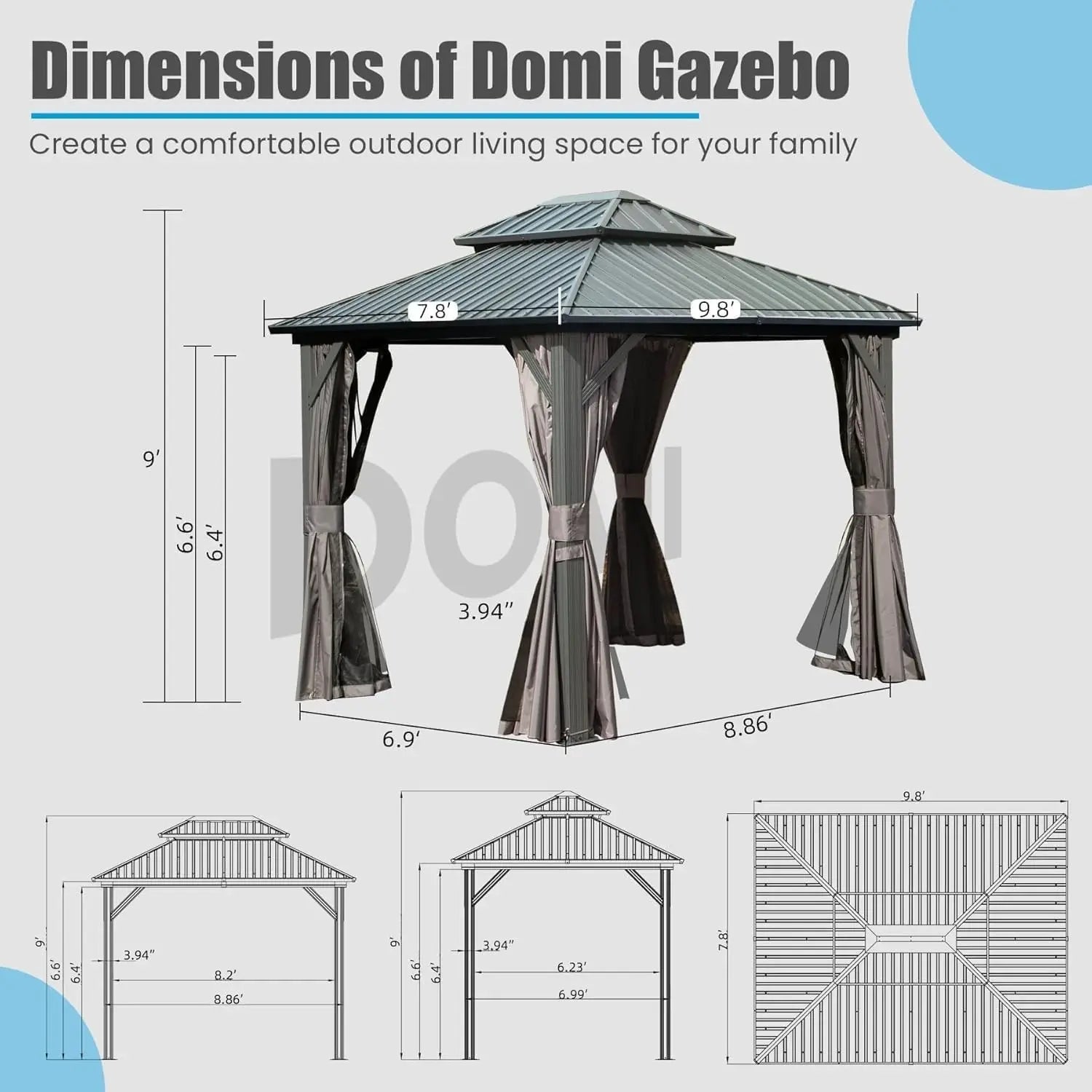 Domi Outdoor Living Hardtop Gazebo#size_8'x10'
