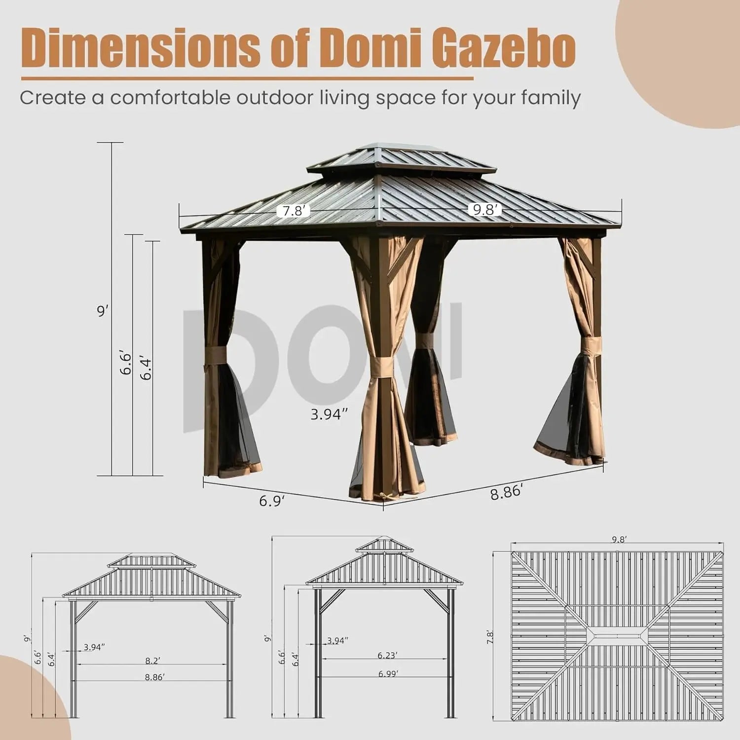 Domi Outdoor Living Hardtop Gazebo#size_8'x10'