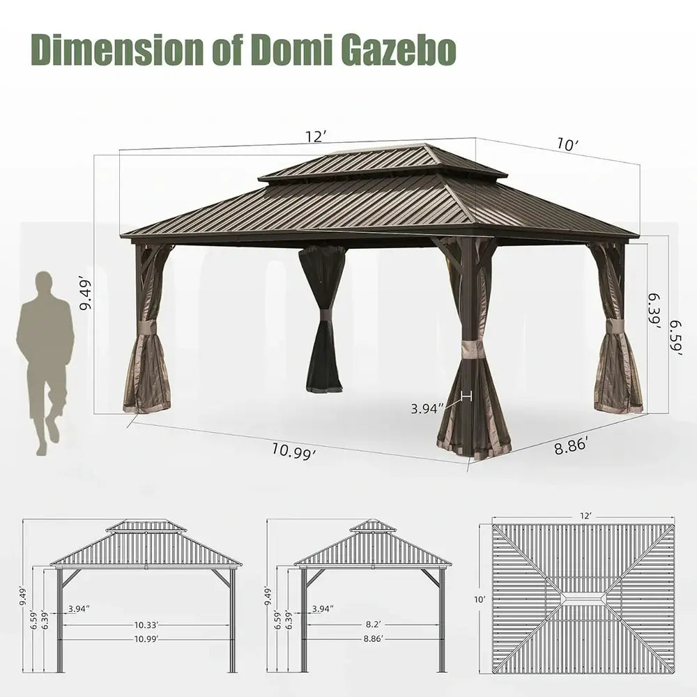 Domi Outdoor Living Hardtop Gazebo#size_10'x12'