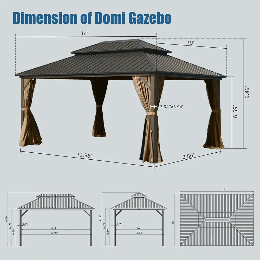 Domi Outdoor Living Hardtop Gazebo#size_10'x14'