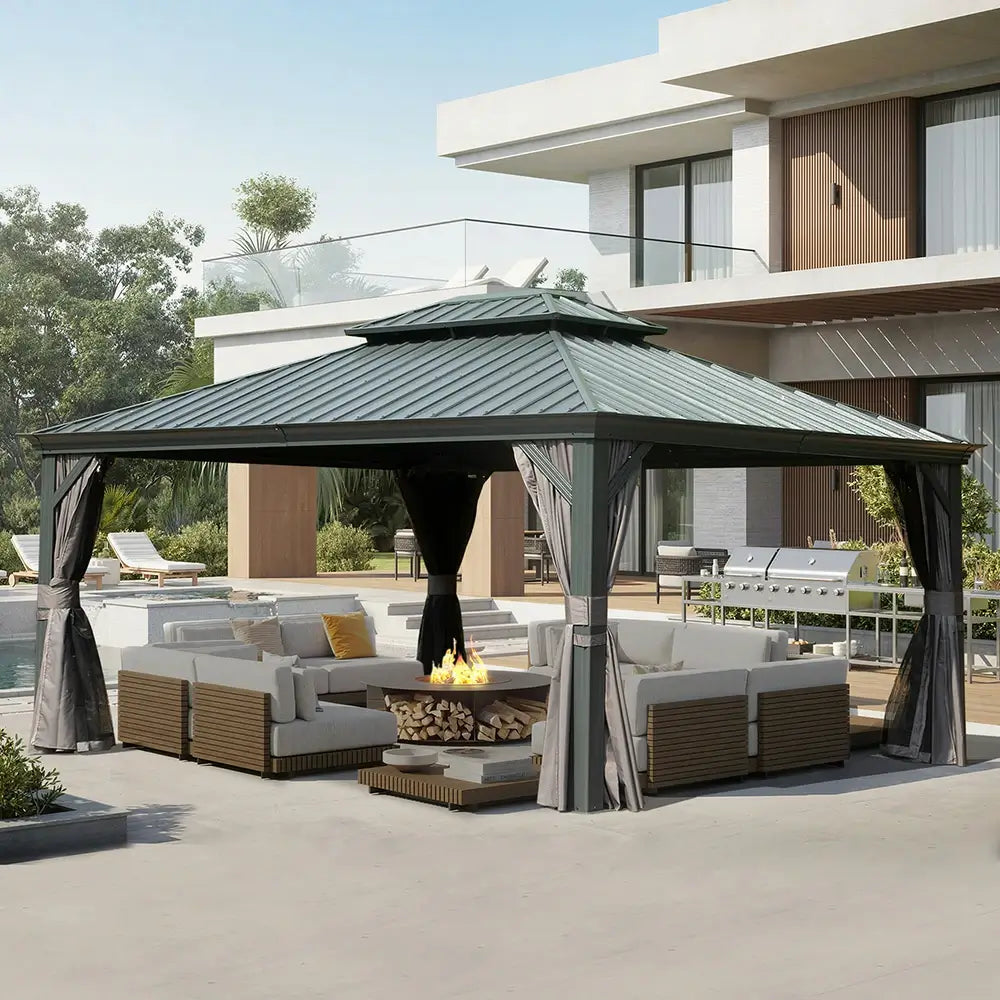 Domi Outdoor Living hardtop gazebo gray#size_12'x16'