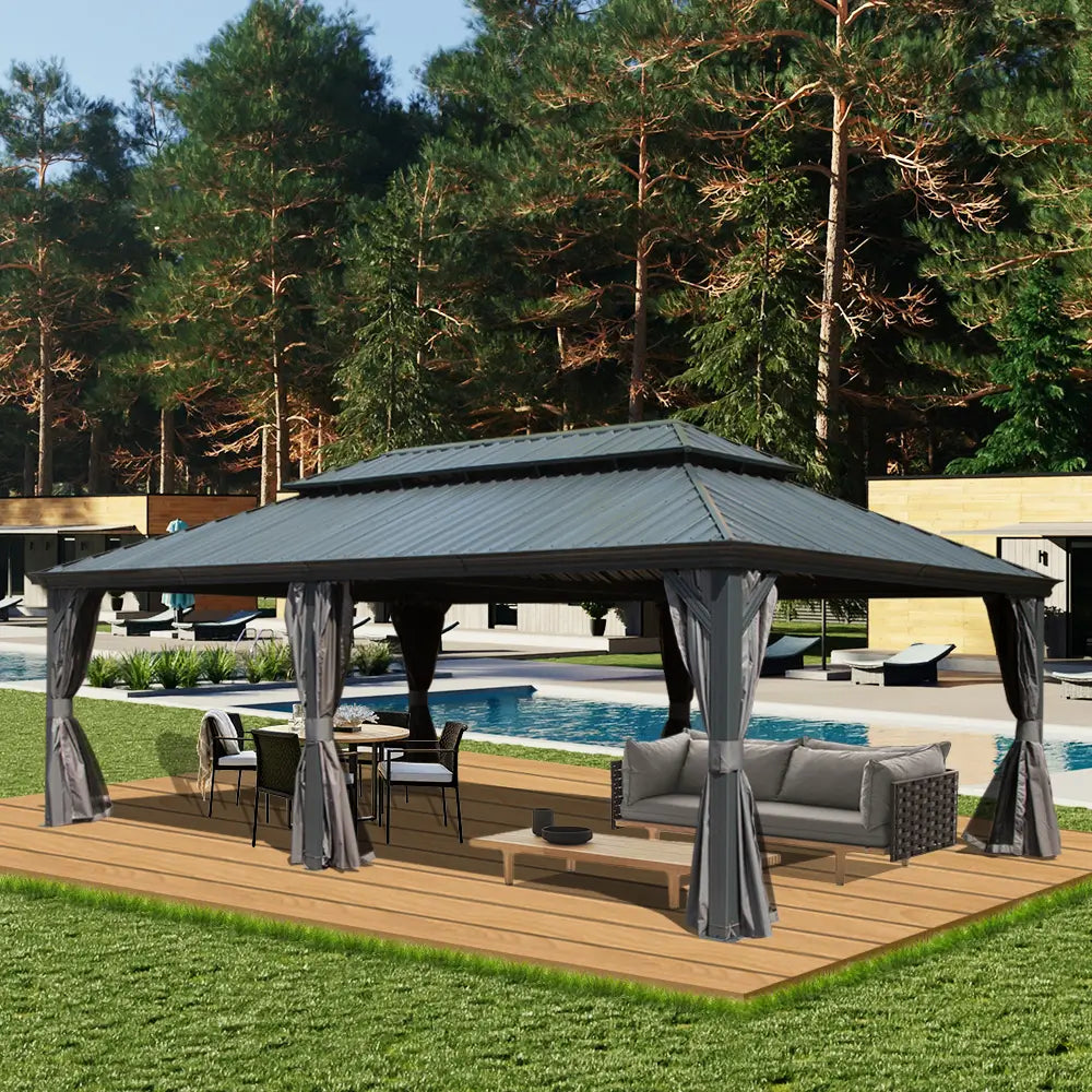 Domi Outdoor Living hardtop gazebo gray#size_14'x20'