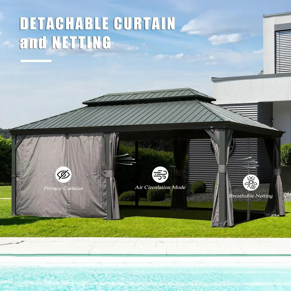 Domi Outdoor Living hardtop gazebo gray#size_14'x20'