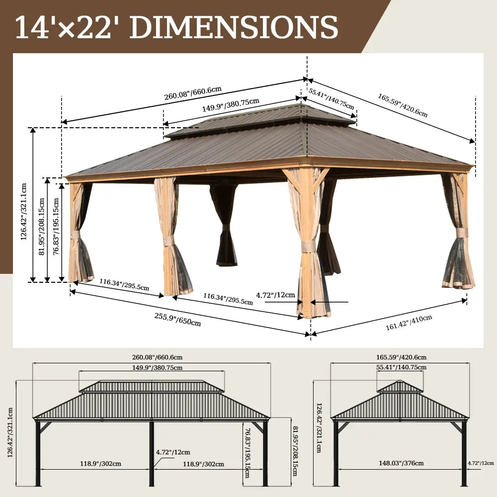 domi outdoor living hardtop gazebo#size_14'x22'