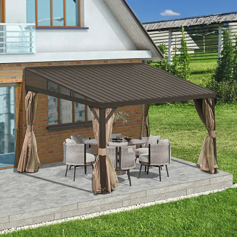 Domi WallMounted Gazebo with Drainage Gutters Lean to Gazebo with