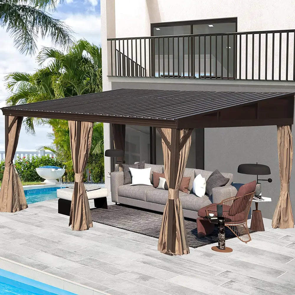 Wall-Mounted Gazebo with Drainage Gutters#size_12' x 16'