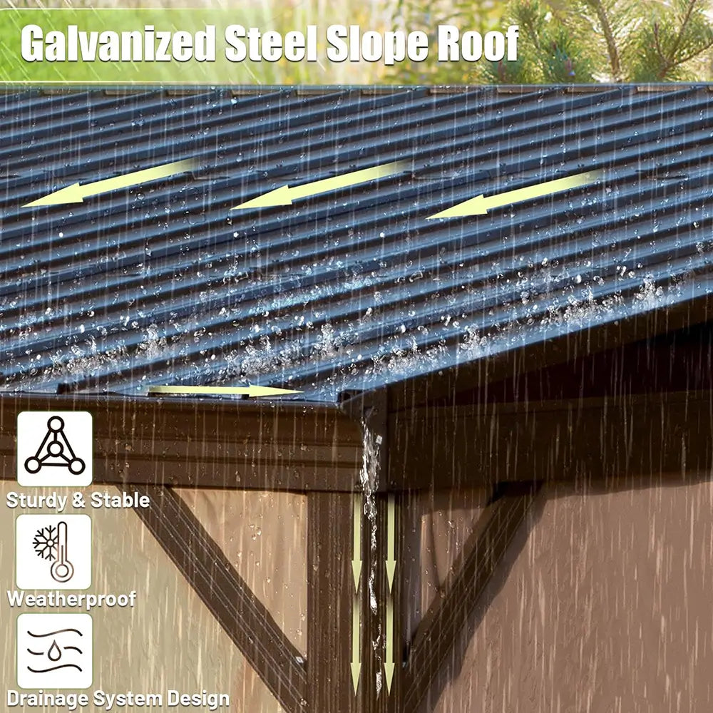 Wall-Mounted Gazebo with Drainage Gutters#size_12' x 16'