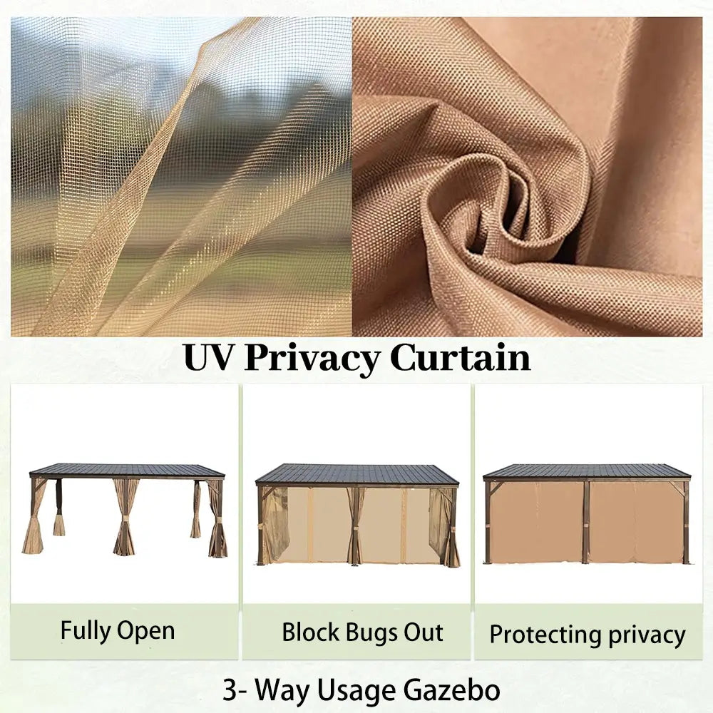 Wall-Mounted Gazebo with Drainage Gutters#size_12' x 16'
