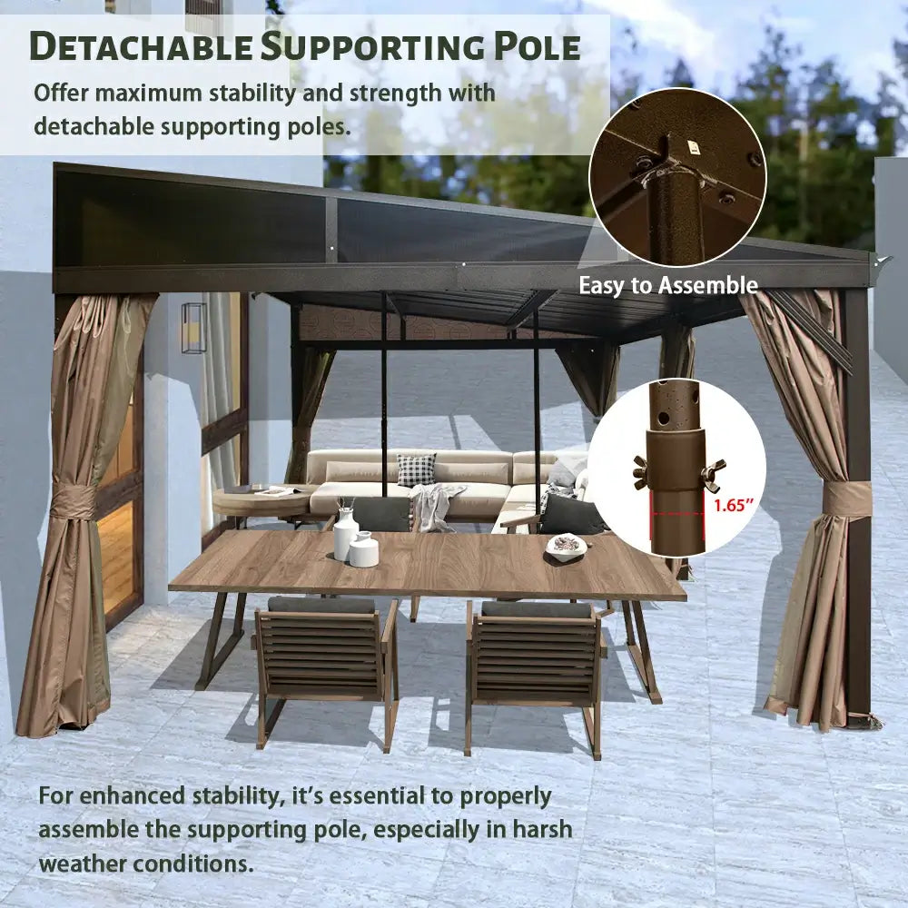 Wall-Mounted Gazebo with Drainage Gutters#size_12' × 20'