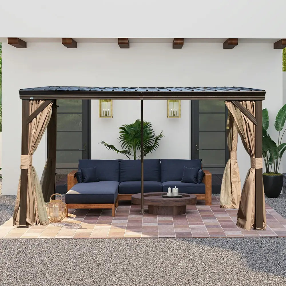 Wall-Mounted Gazebo with Drainage Gutters#size_8' x 12'