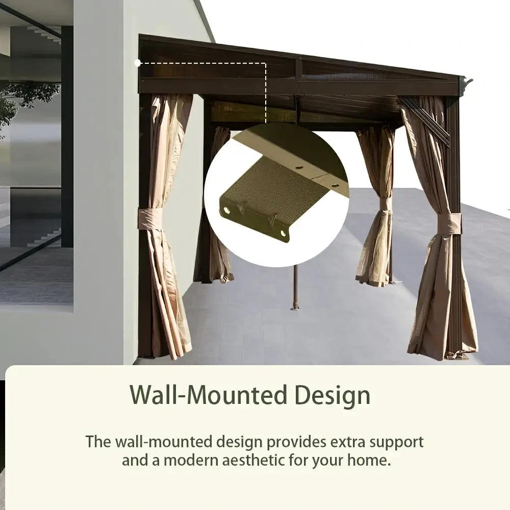 Wall-Mounted Gazebo with Drainage Gutters#size_8' × 12'