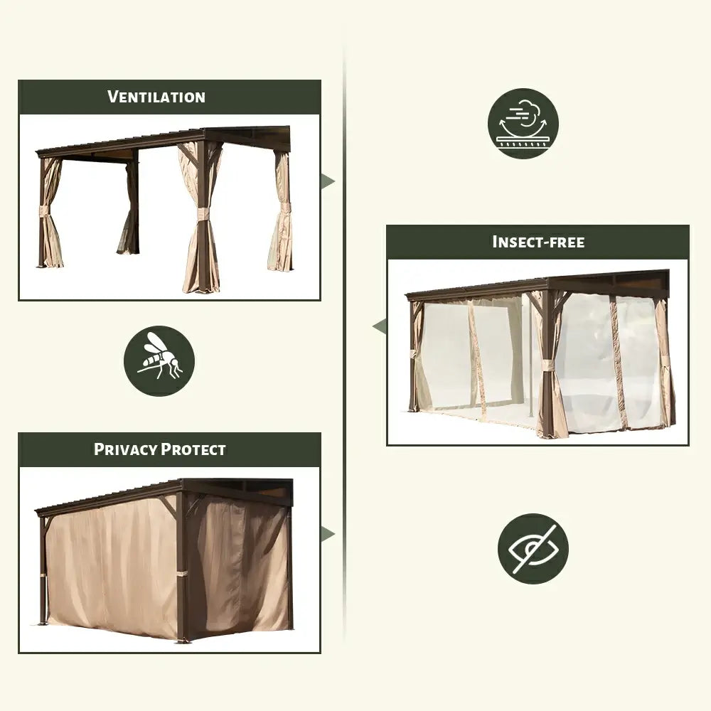 Wall-Mounted Gazebo with Drainage Gutters#size_8' × 12'