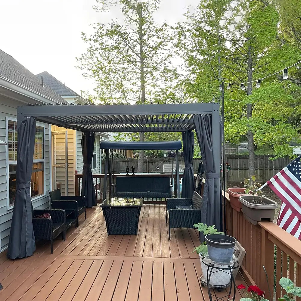 12'x 16' Gray Aluminum Louvered Pergola