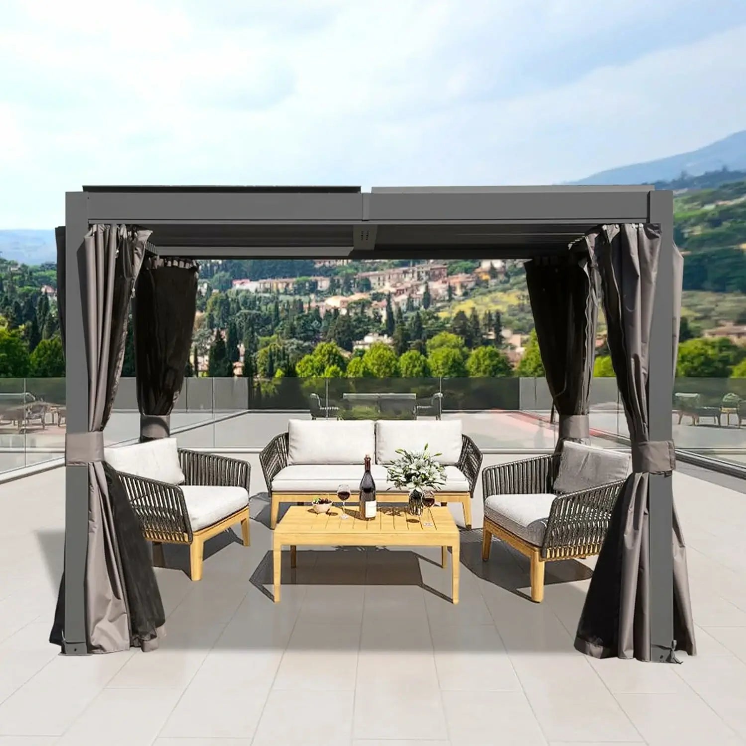 Domi Outdoor Living louvered pergola gray#size_10' x 10'