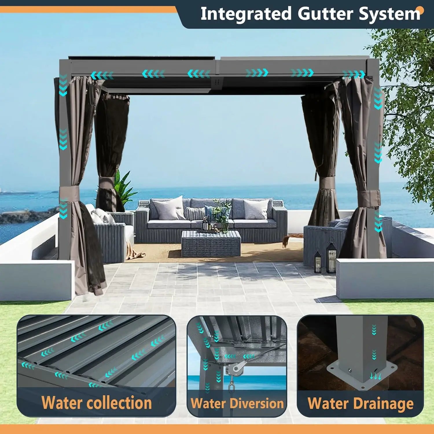 Domi Outdoor Living louvered pergola gray#size_10' x 10'