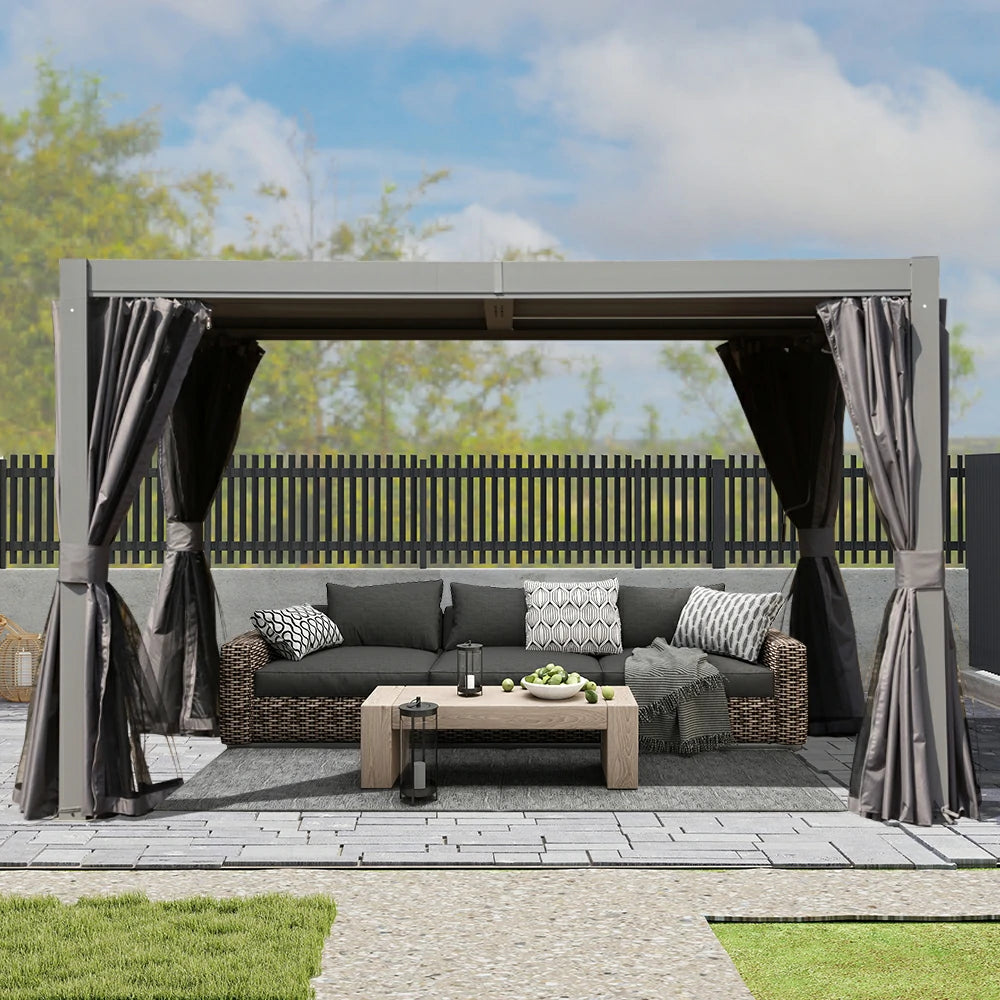 Domi Outdoor Living louvered pergola gray#size_10' x 12'