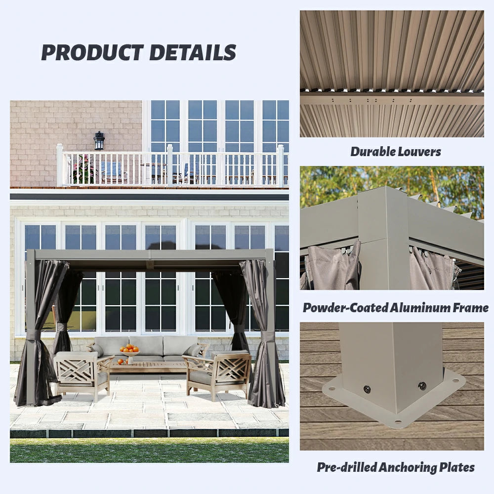 Domi Outdoor Living louvered pergola gray#size_10' x 12'
