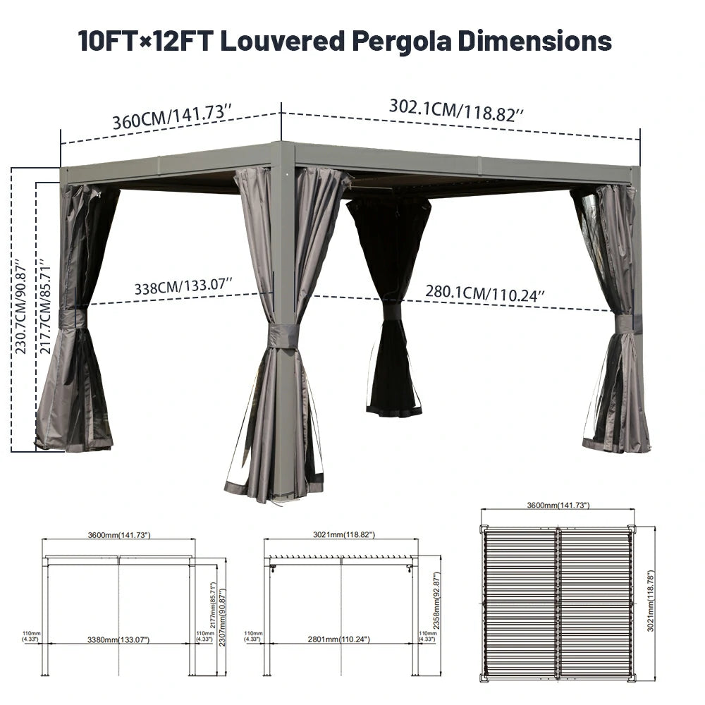 Domi Outdoor Living louvered pergola gray#size_10' x 12'