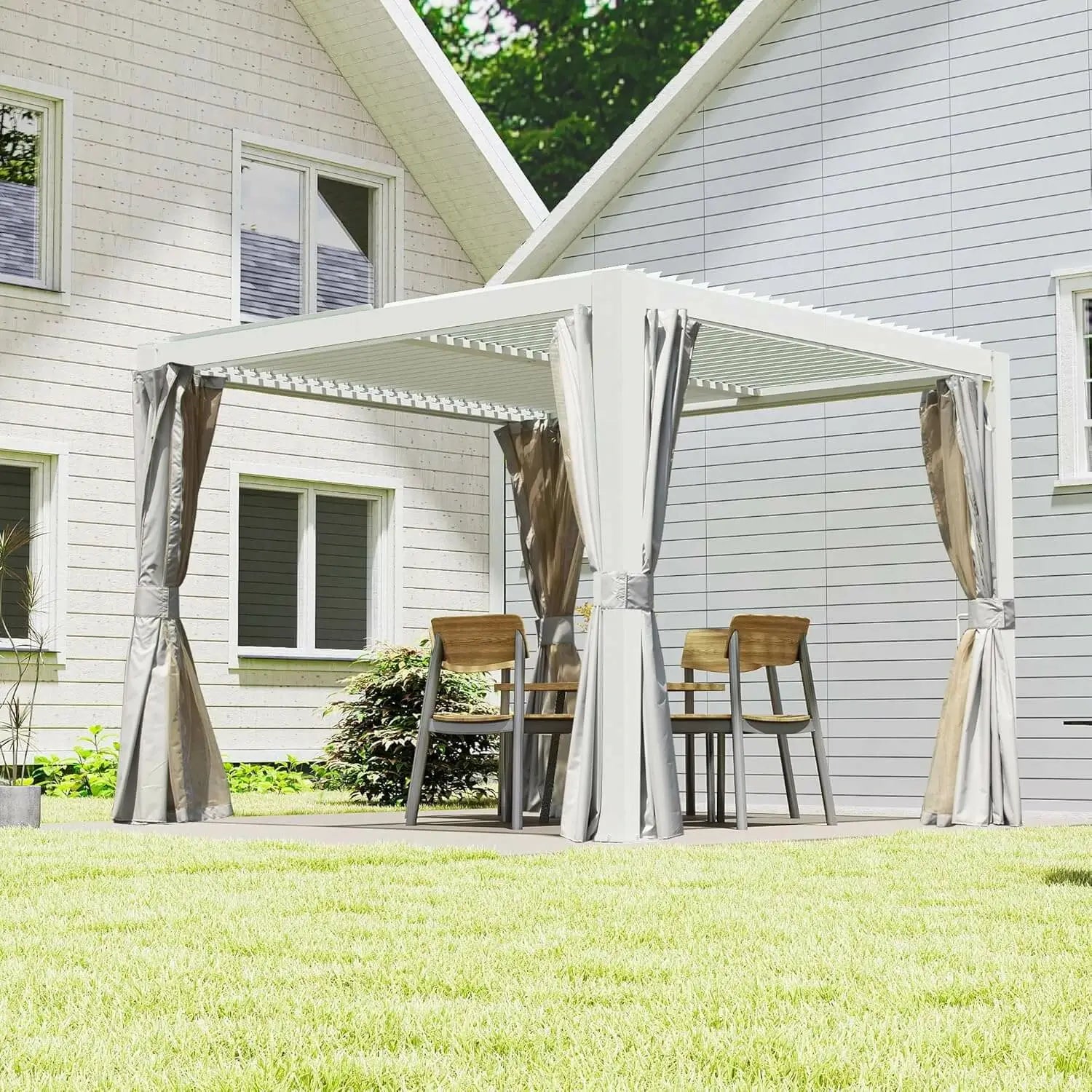 Domi Outdoor Living louvered pergola white#size_10' x 10'