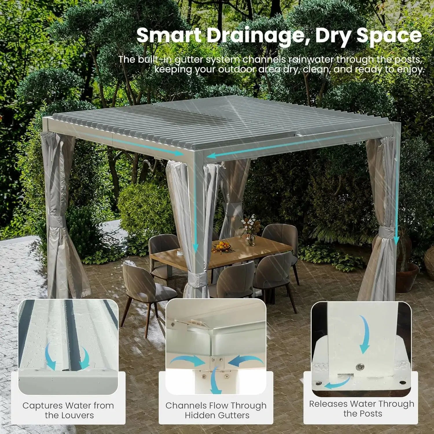 Domi Outdoor Living louvered pergola white#size_10' x 10'