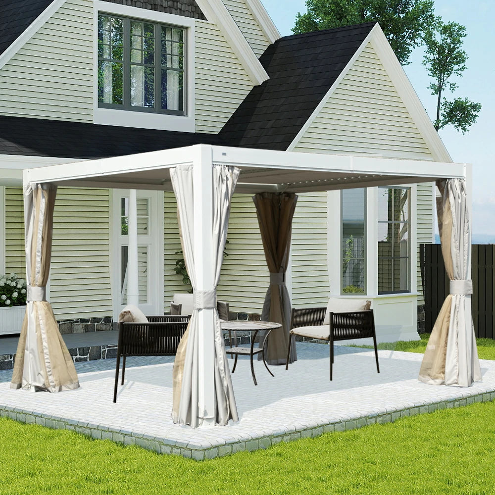 Domi Outdoor Living louvered pergola white#size_10' x 12'