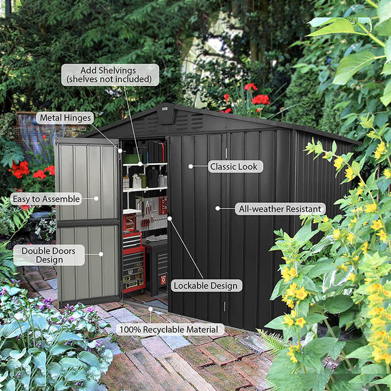 Domi Outdoor Living Outdoor Storage Shed Gable Roof#size_7.6'x6'