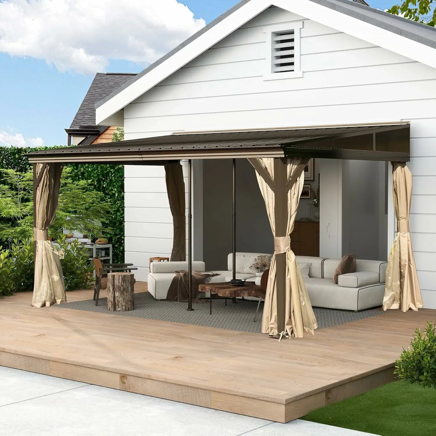Wall-Mounted Gazebo with Drainage Gutters#size_10' × 14'