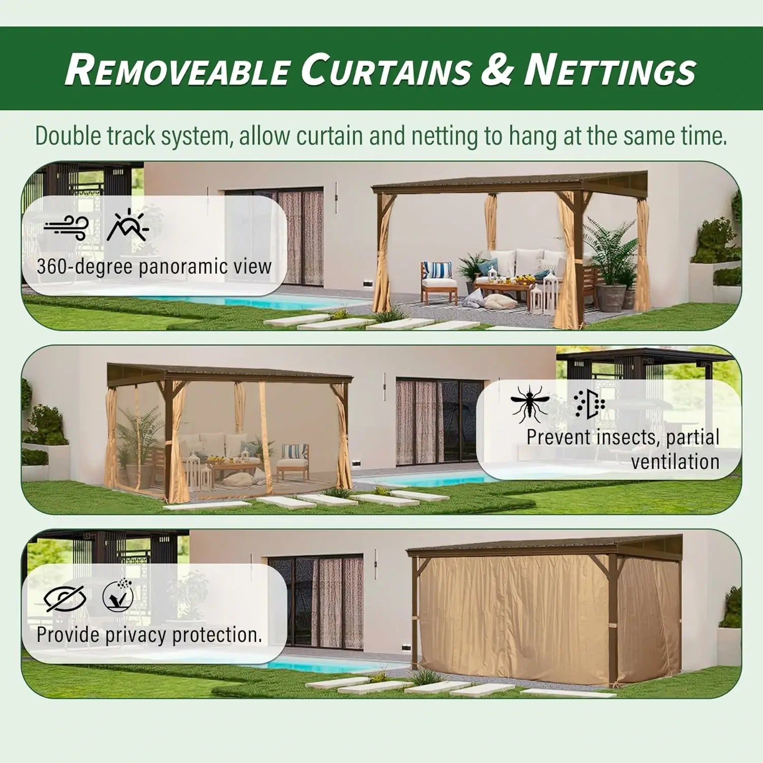 Wall-Mounted Gazebo with Drainage Gutters#size_10' x 14'