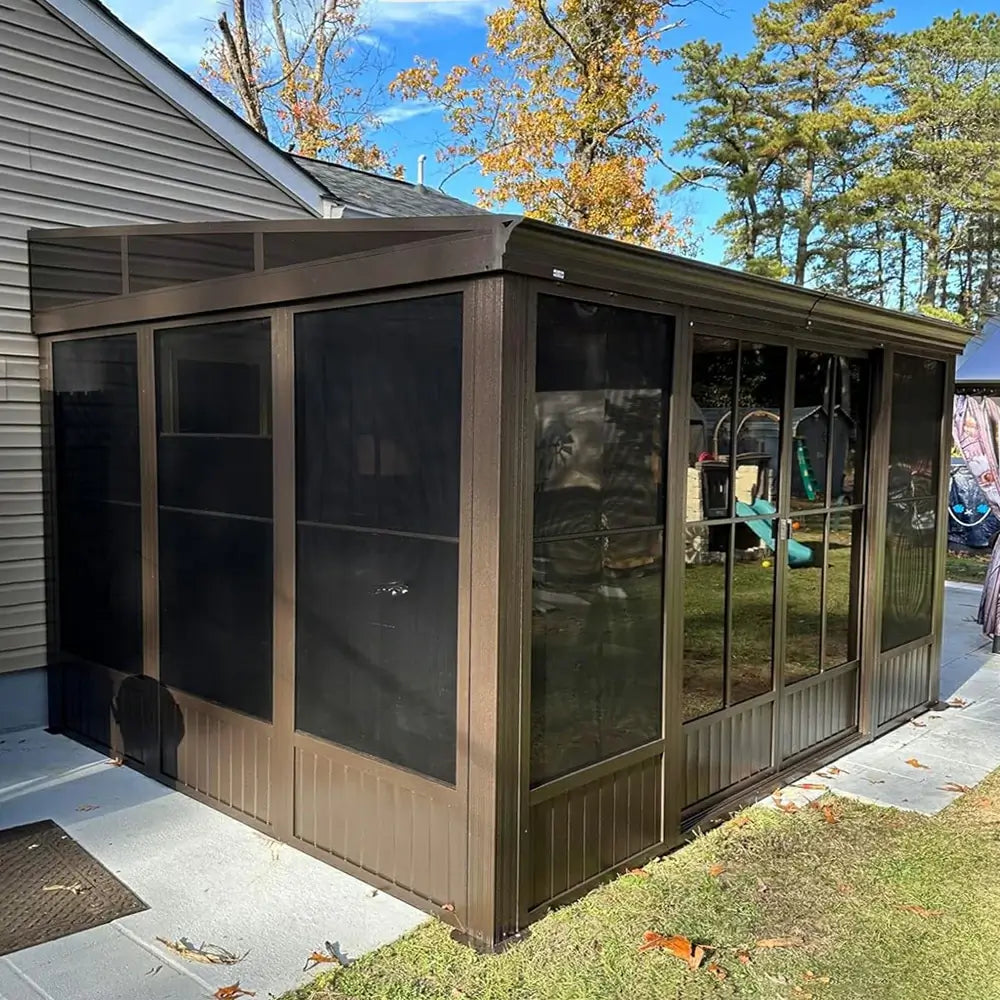 Domi Wall Mounted Sunroom, Leanto Gazebo Sun Room for Patio Deck