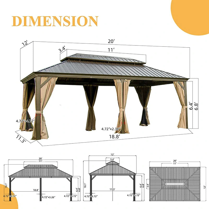 Domi Hardtop gazebo#size_12'x20'