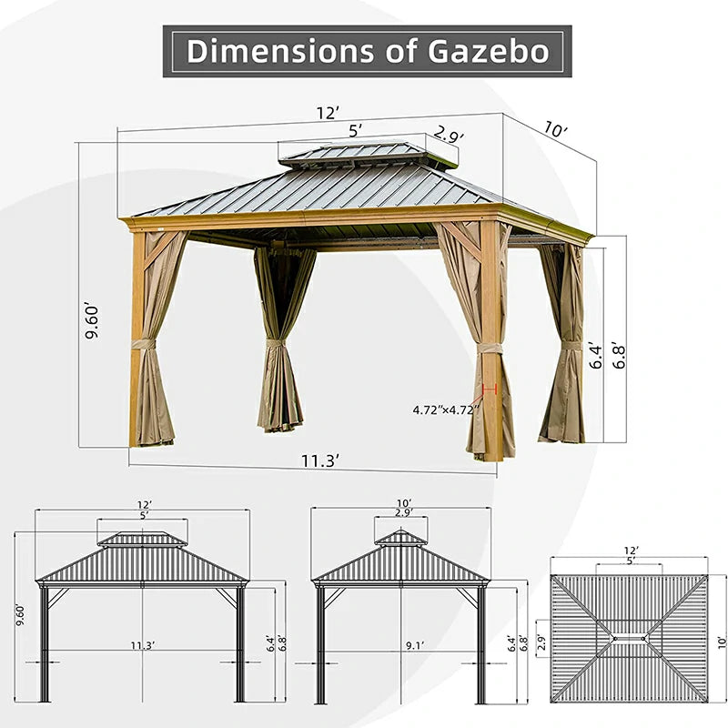 domi outdoor living hardtop gazebo#size_10'x12'