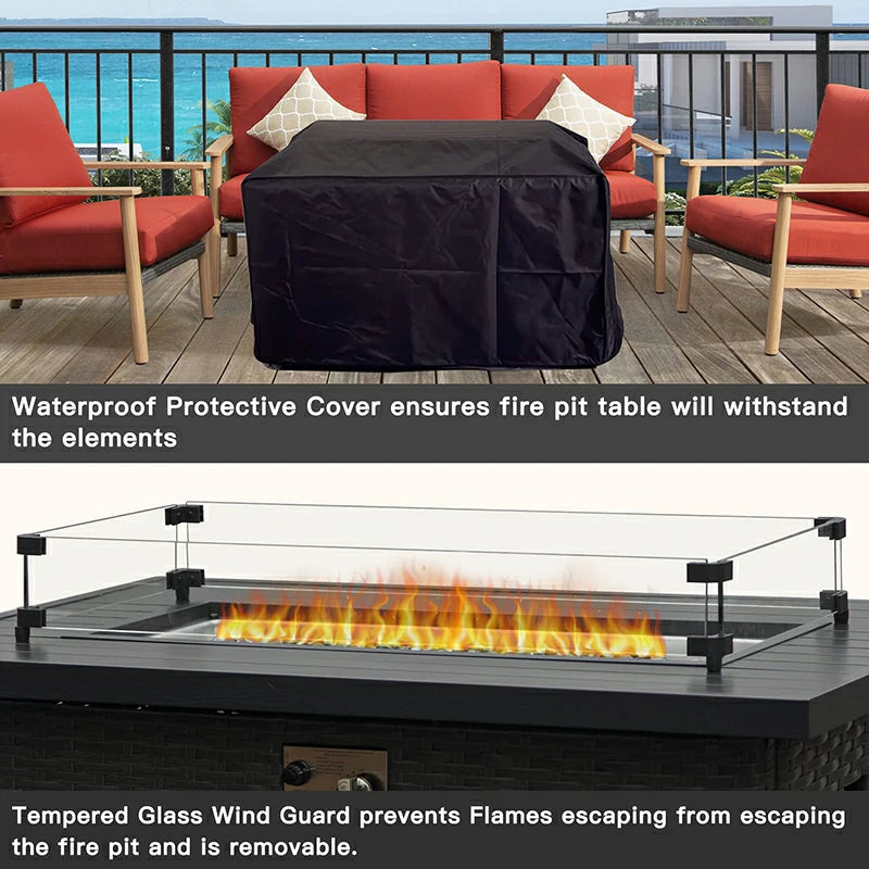 Domi Outdoor Living Patio Propane Fire Pit Rectangular Table#material_aluminum