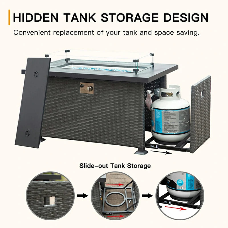 Domi Outdoor Living Patio Propane Fire Pit Rectangular Table#material_aluminum