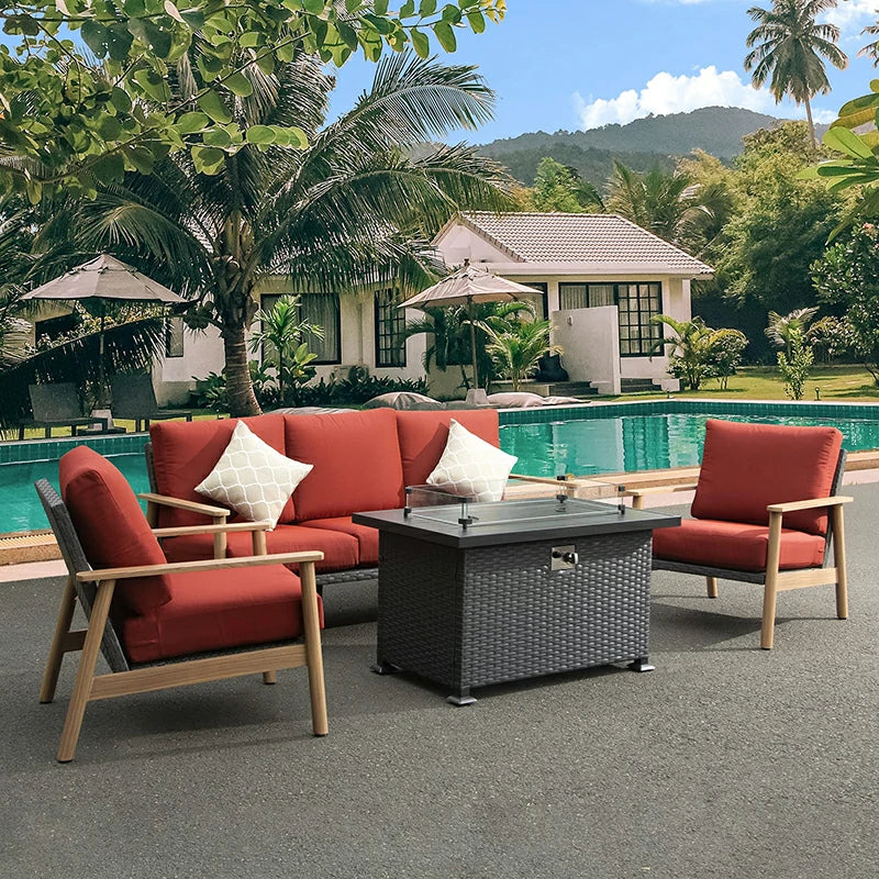 Domi Outdoor Living Patio Propane Fire Pit Rectangular Table#material_aluminum