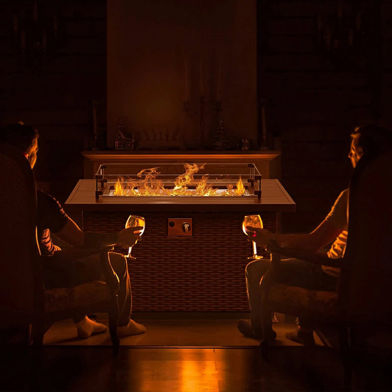 Domi Outdoor Living Patio Propane Fire Pit Rectangular Table#material_aluminum