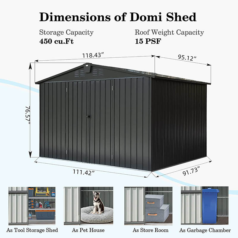 Domi Outdoor Living Outdoor Storage Shed Gable Roof#size_ 9.3'x7.6'