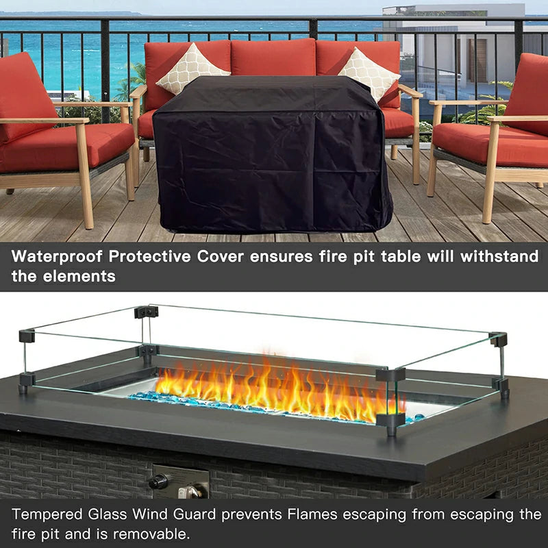 Domi Outdoor Living Patio Propane Fire Pit Rectangular Table#material_steel