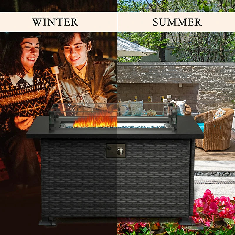 Domi Outdoor Living Patio Propane Fire Pit Rectangular Table#material_steel